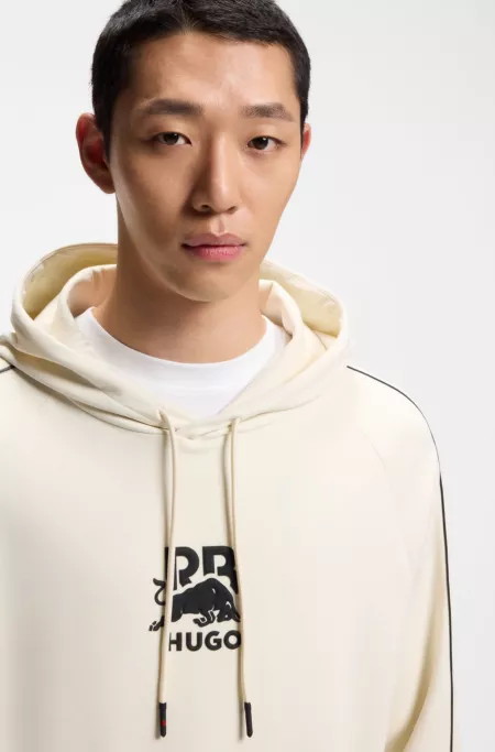 HUGO x RB stretch-cotton hoodie with bull motif