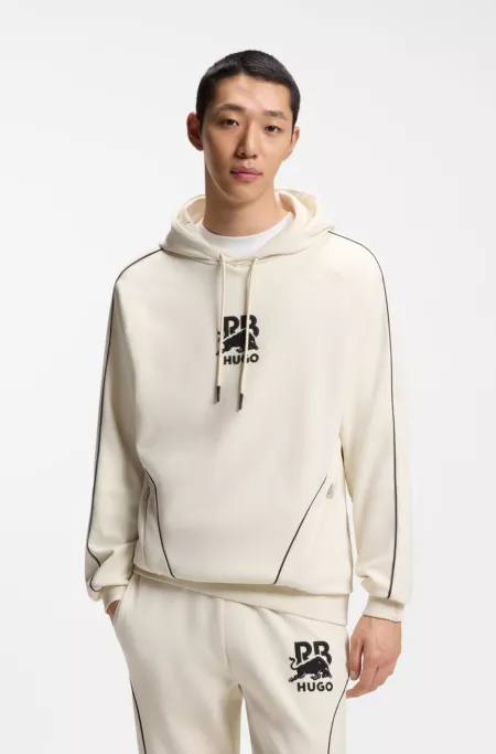 HUGO x RB stretch-cotton hoodie with bull motif