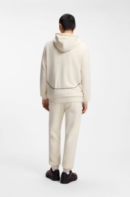 HUGO x RB stretch-cotton hoodie with bull motif, Natural