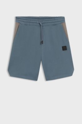 HUGO x RB cotton-terry shorts with bull motif, Blue