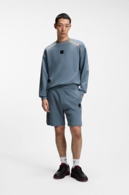 HUGO x RB cotton-terry shorts with bull motif, Blue