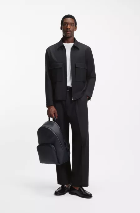 Surchemise Relaxed zippée en laine vierge chinée