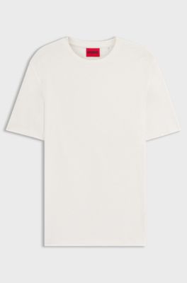 Slim-fit T-shirt van interlock met slubstructuur, Naturel