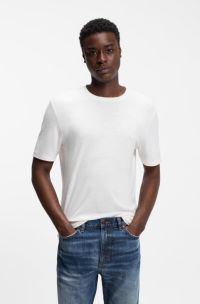Slim-fit T-shirt in slub interlock, Natural
