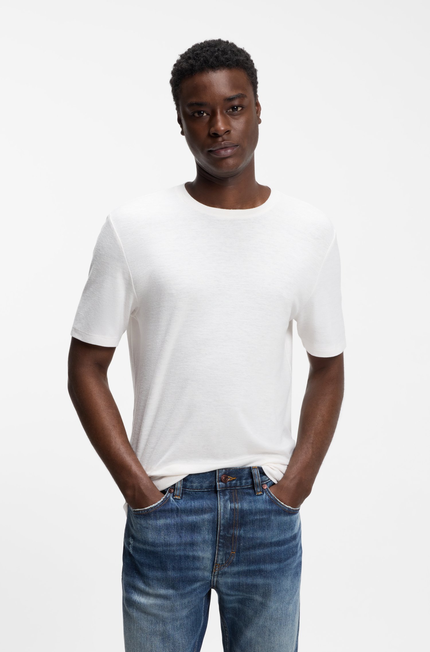 Hugo Slim-fit T-shirt in slub interlock herr