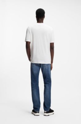 Slim-fit T-shirt van interlock met slubstructuur, Naturel