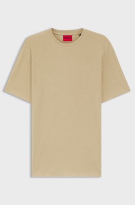 Camiseta slim fit en interlock flameado, Beige
