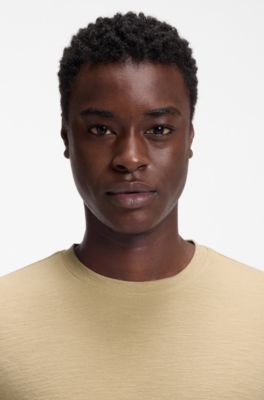Camiseta slim fit en interlock flameado, Beige