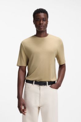 Slim-fit T-shirt in slub interlock, Beige