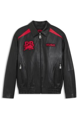 HUGO x RB leather jacket with bull motifs 1