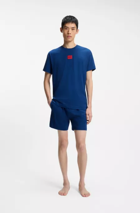 Stretch-cotton pyjamas with logo labels