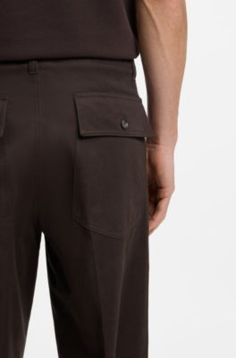 Pantaloni relaxed fit in twill di cotone, Marrone scuro