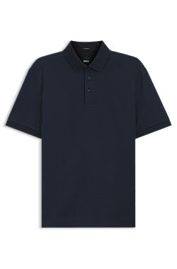 Mercerised-cotton polo shirt with three-tone jacquard