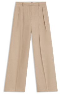 Regular-fit trousers in a sparkling pinstripe cotton blend, Beige