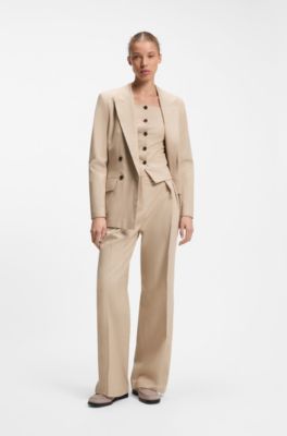 Regular-fit trousers in a sparkling pinstripe cotton blend, Beige