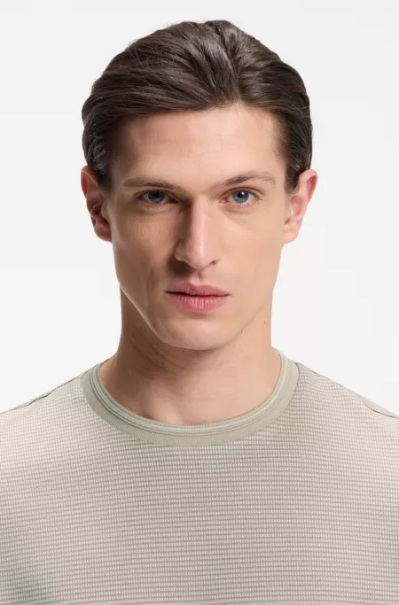 T-Shirt aus merzerisierter Baumwolle mit dreifarbigem Jacquard-Muster