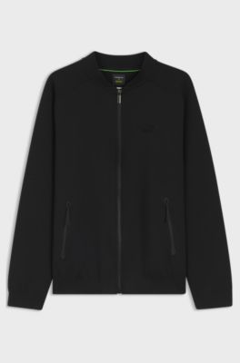 Porsche x BOSS zip-up sweatshirt with embossed artwork, Black
