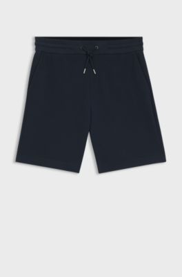 Shorts strutturati in cotone con coulisse, Blu scuro