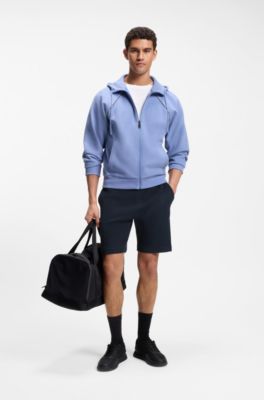 Short met trekkoord van gestructureerde katoen, Donkerblauw