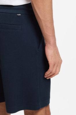 Short met trekkoord van gestructureerde katoen, Donkerblauw