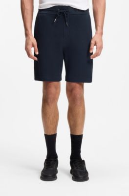 Short met trekkoord van gestructureerde katoen, Donkerblauw