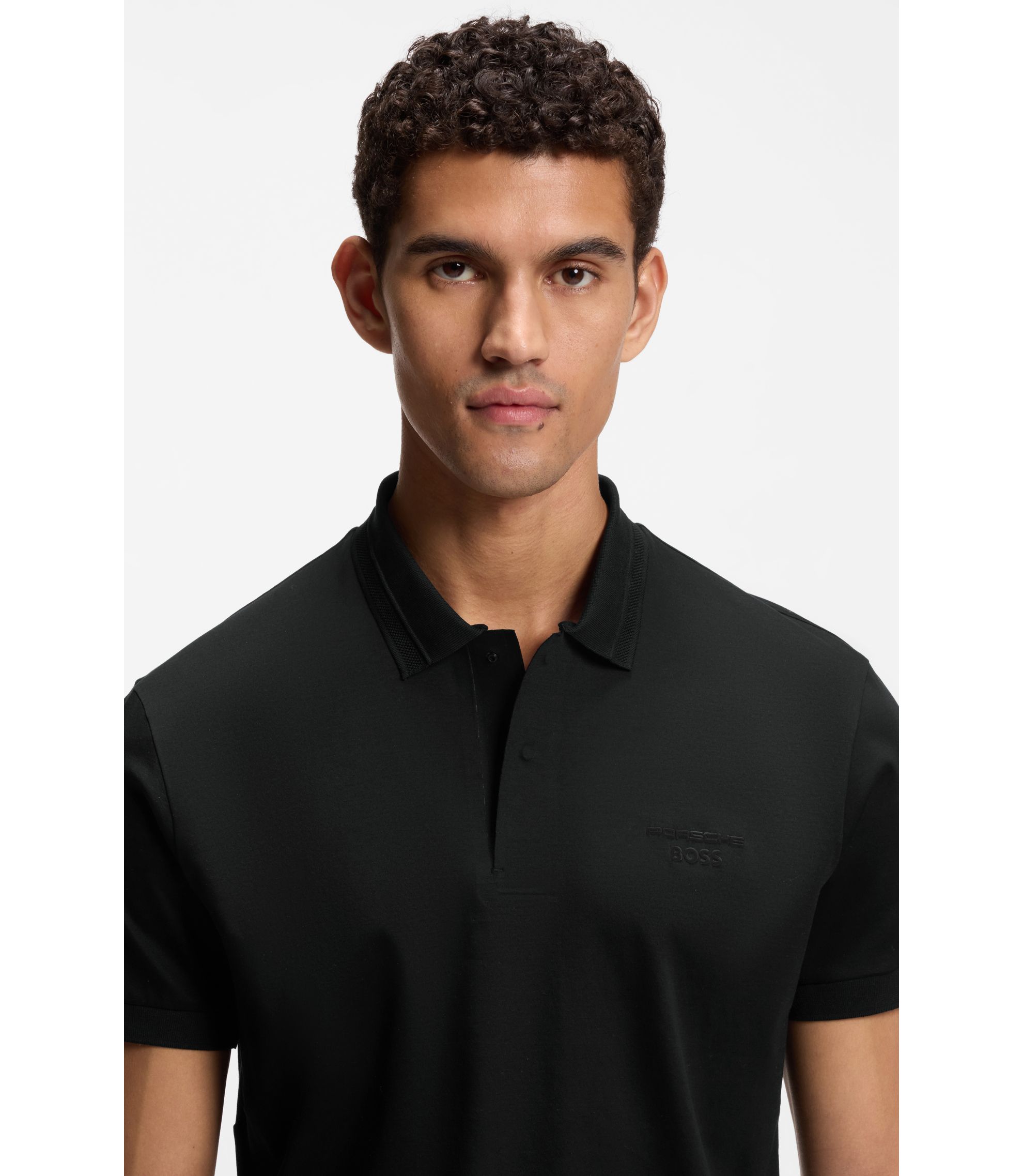 Porsche x BOSS ポロシャツ BOSS - Porsche x BOSS polo shirt in anti-perspiration cotton - Black