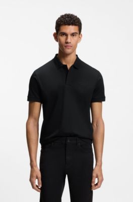 Porsche x BOSS polo shirt in mercerised cotton, Black