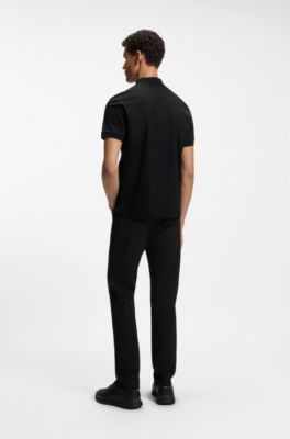 Porsche x BOSS polo shirt in mercerised cotton, Black