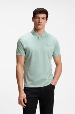 Porsche x BOSS Polo in cotone mercerizzato, Blu Petrolio