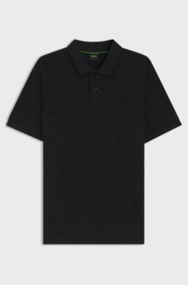 Porsche x BOSS polo shirt in jacquard-patterned cotton, Black