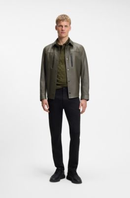 Porsche x BOSS polo shirt in jacquard-patterned cotton, Olive