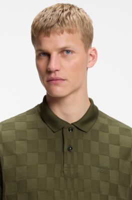 Porsche x BOSS polo shirt in jacquard-patterned cotton, Olive