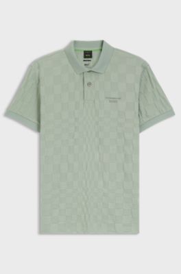 Porsche x BOSS polo shirt in jacquard-patterned cotton, Light Green