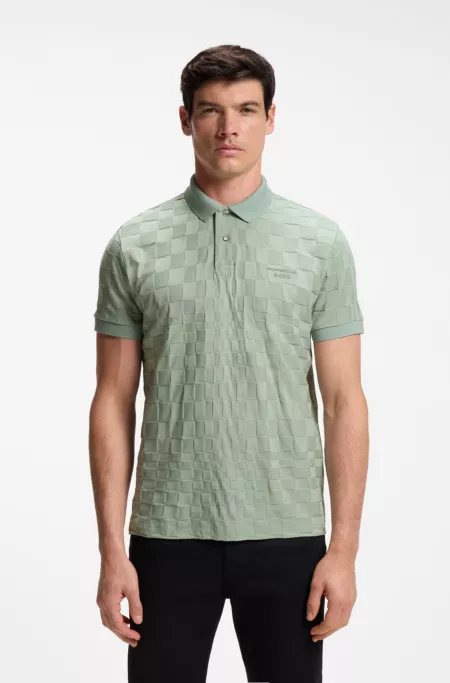 Porsche x BOSS polo shirt in jacquard-patterned cotton