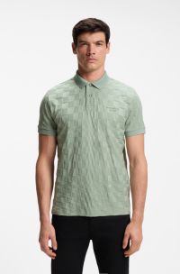 Porsche x BOSS polo shirt in jacquard-patterned cotton, Light Green