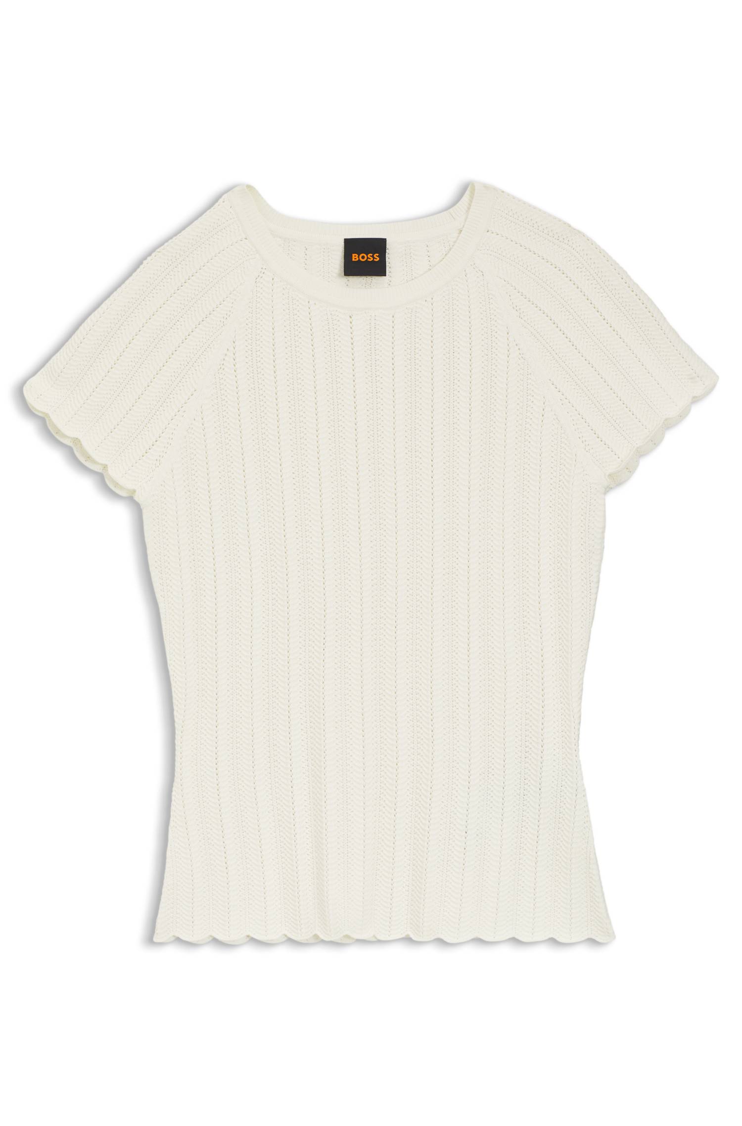 Boss Slim-fit knitted sweater with wave structure stickade tröjor dam – bild 4
