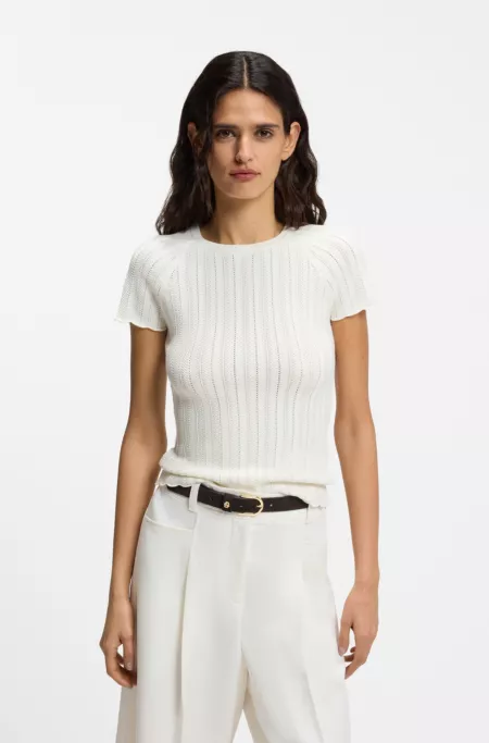 Slim-Fit Strickpullover mit Wellenstruktur