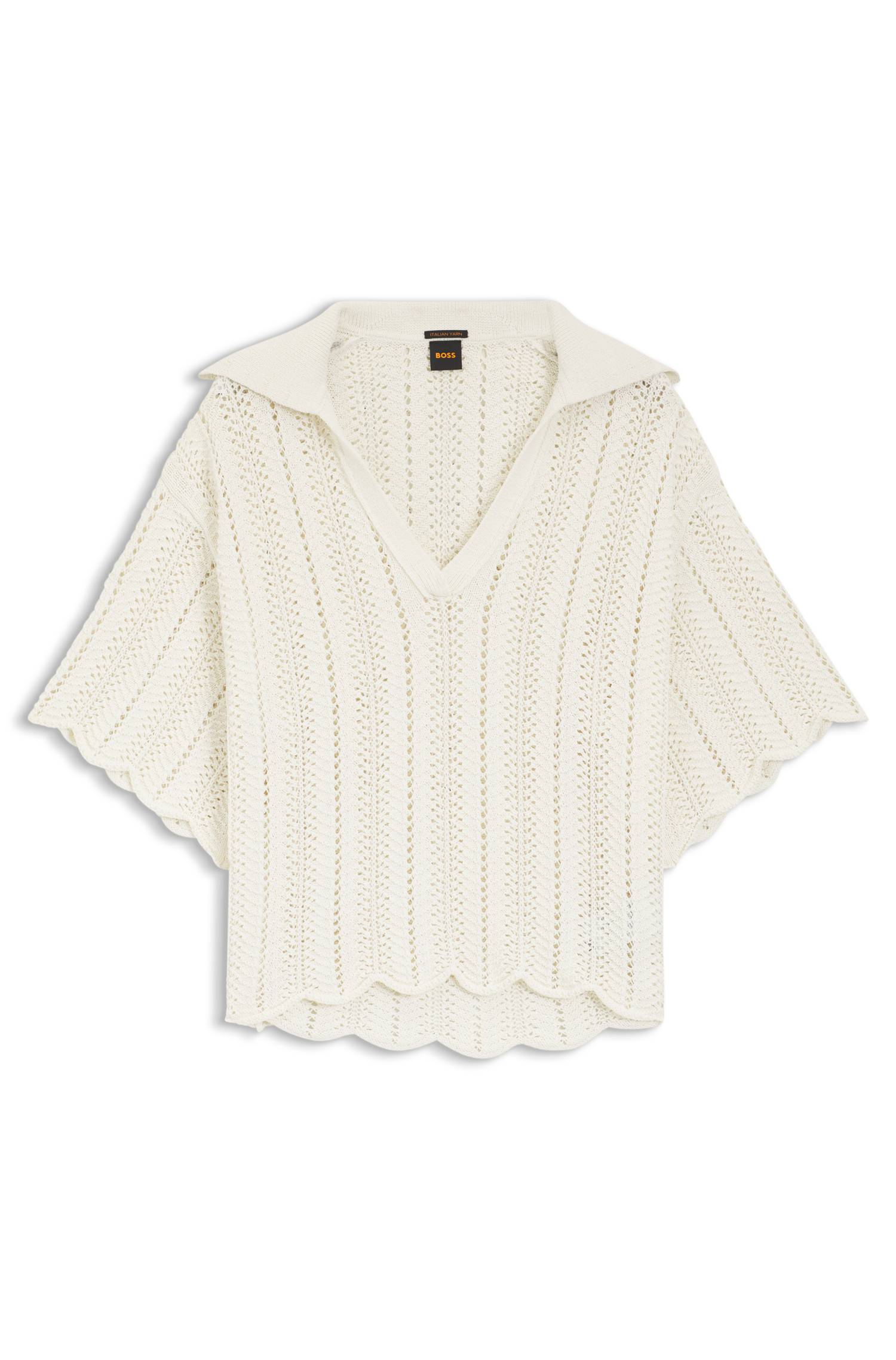 Boss Cotton-blend sweater with knitted wave structure stickade tröjor dam – bild 4