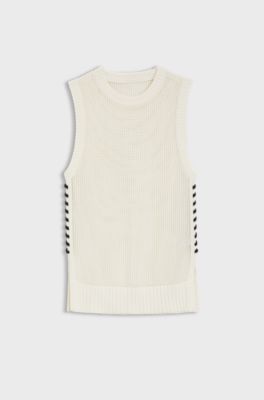 Cotton top with mesh structure, White