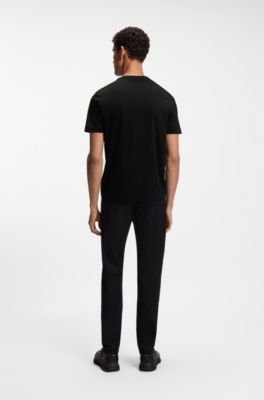 Porsche x BOSS T-shirt in mercerized cotton with reflective graphic print, Black