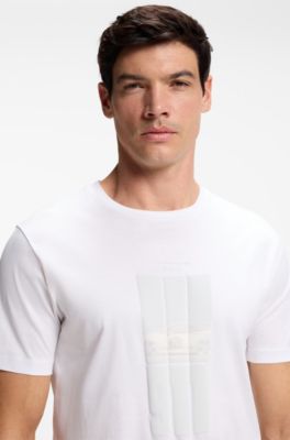 Porsche x BOSS T-shirt in mercerized cotton with reflective graphic print, White