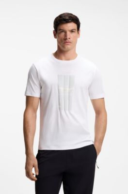 Porsche x BOSS T-shirt in mercerized cotton with reflective graphic print, White