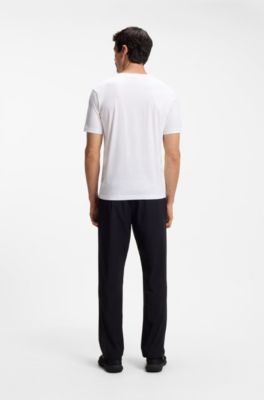 Porsche x BOSS T-shirt in mercerized cotton with reflective graphic print, White