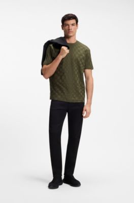 Porsche x BOSS relaxed-fit T-shirt in cotton jacquard, Light Green