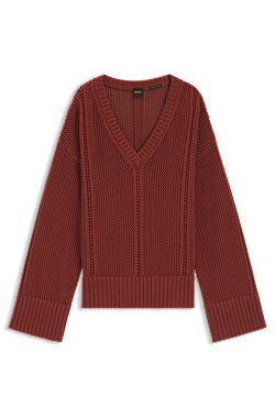 Cotton sweater with mesh structure