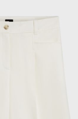 Bermuda trousers with front pleats, Natural