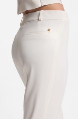 Regular-fit trousers with kick flare, Natural