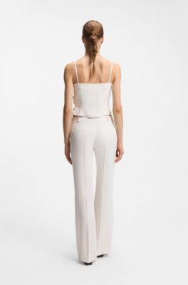Regular-fit trousers with kick flare, Natural