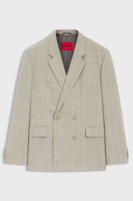 Modern-fit jacket with herringbone weave, Beige