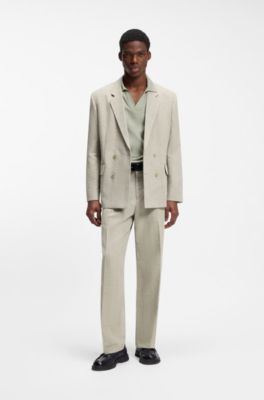 Modern-fit jacket with herringbone weave, Beige